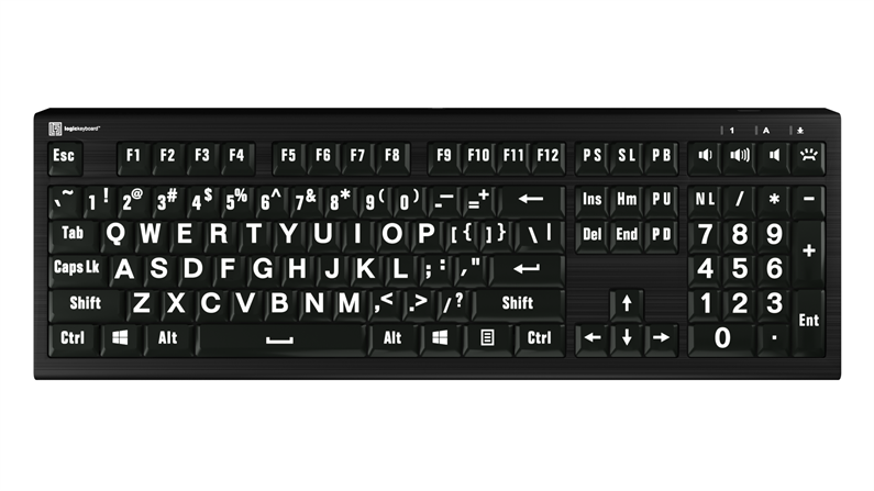 Largeprint White-on-Black - PC ASTRA 2 Backlit Keyboard
